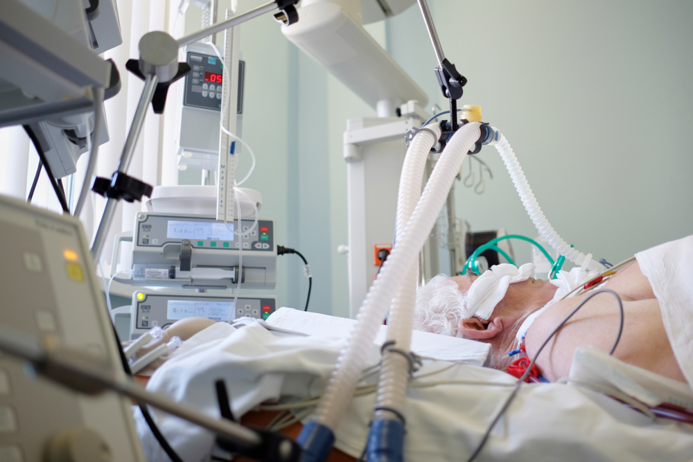 elderly patient receiving mechanical ventilation in the intensive care unit