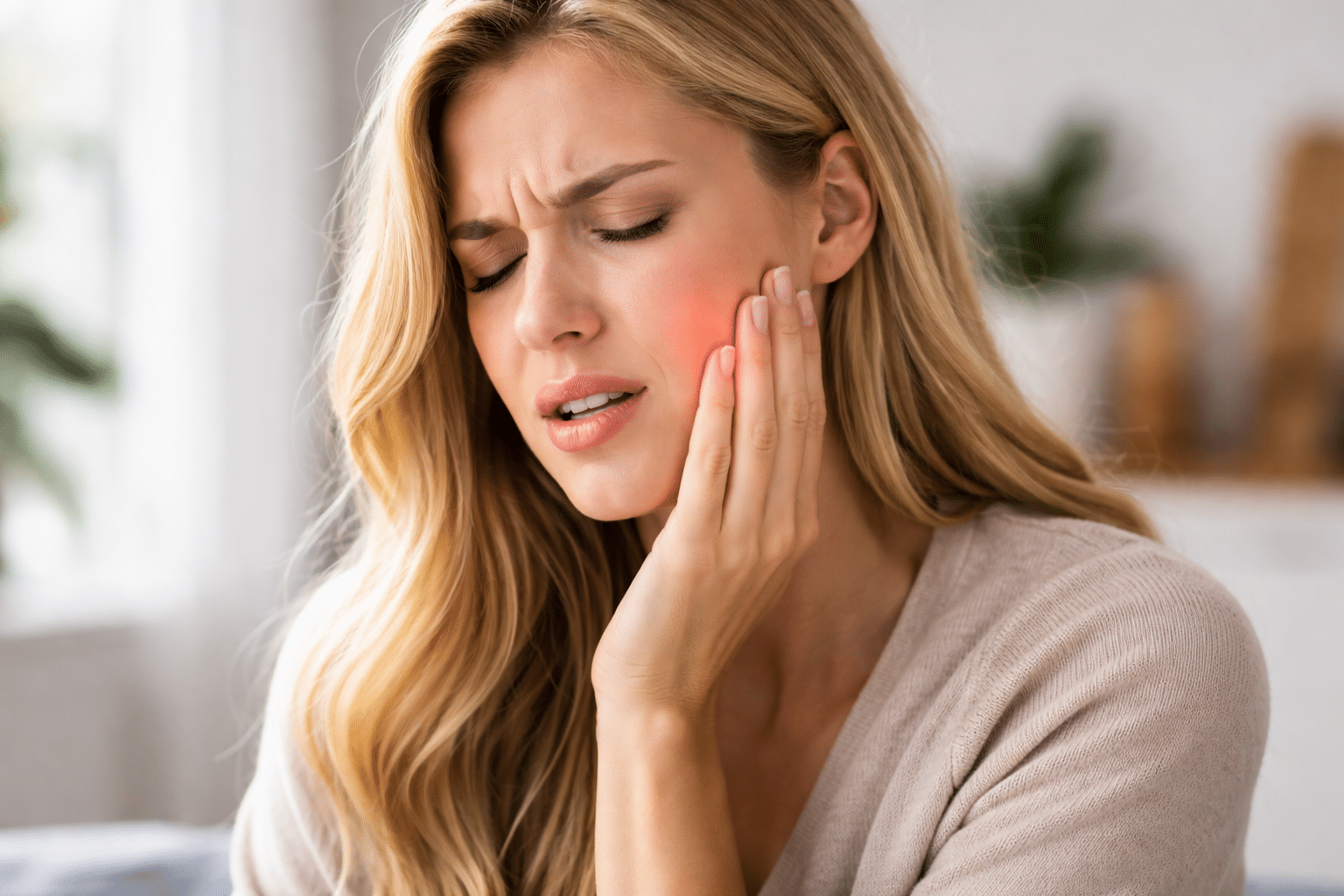 woman with sore jaw